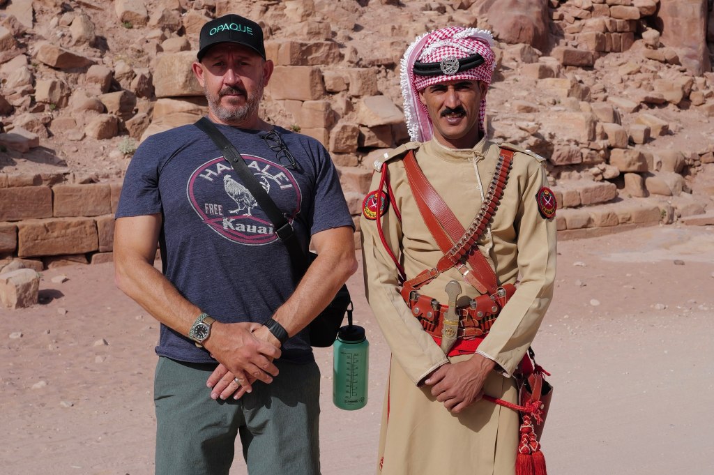 With one of the guards