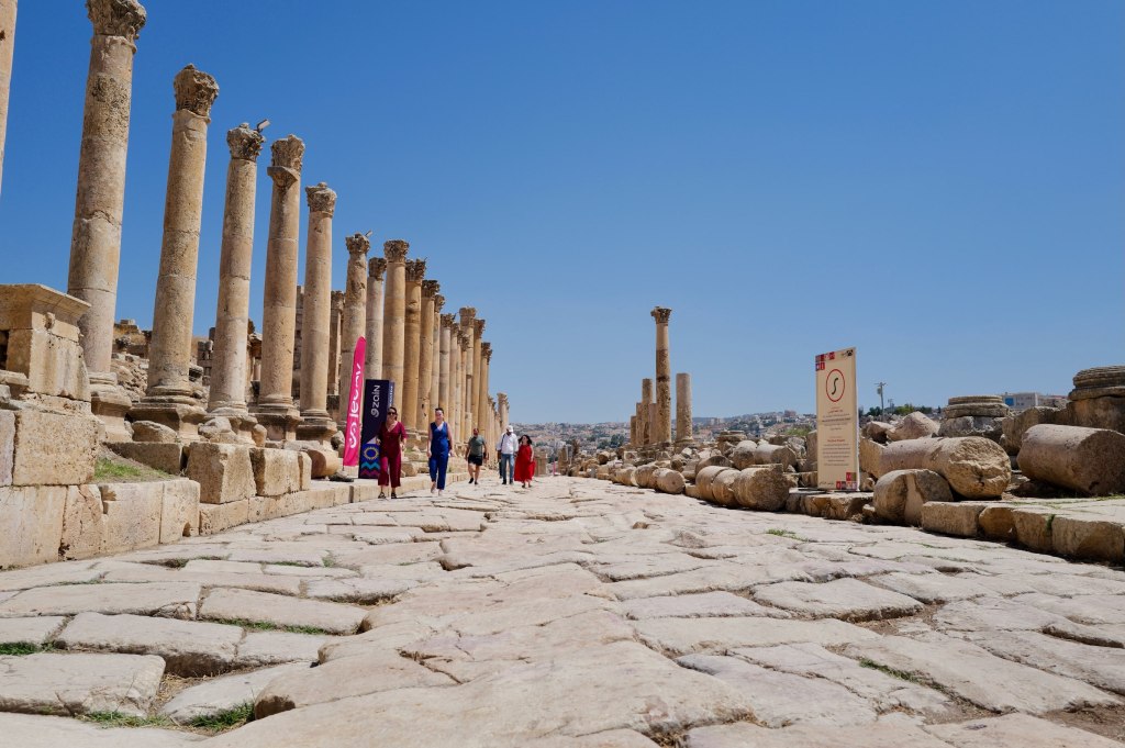 Down the colonnade